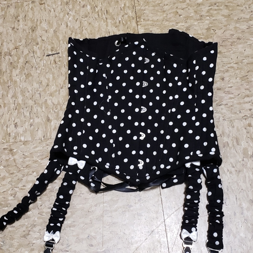 Black and white polka dot corset